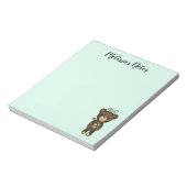 Niedlicher brauner Bär mit gelber Blume Notizblock (Rotiert)