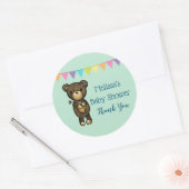 Niedlicher brauner Bär mit gelber Blume Party Dank Runder Aufkleber (Umschlag)