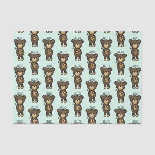 Niedlicher brauner Bär mit gelber Blume Seidenpapier (Vorderseite)