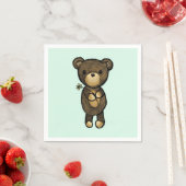 Niedlicher brauner Bär mit gelber Blume Serviette (Beispiel)