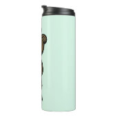 Niedlicher brauner Bär mit gelber Blume Thermosbecher (Nach rechts gedreht)