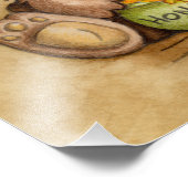 Niedlicher brauner Bär mit Honigtopf Fotodruck (Ecke)