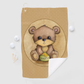 Niedlicher brauner Bär mit Honigtopf Golfhandtuch (Insitu)