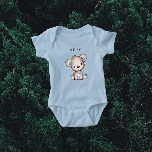 Niedlicher brauner Bär Mit Monogramm Baby Strampler