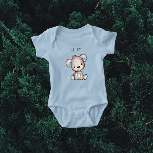 Niedlicher brauner Bär Mit Monogramm Baby Strampler