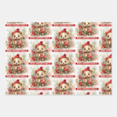 Niedlicher brauner Bär Name Weihnachten 3 Geschenkpapier Set (Vorderseite 2)
