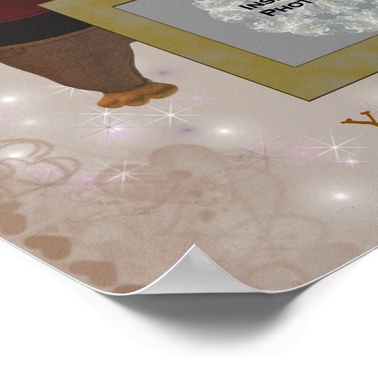 Niedlicher brauner Bärenrahmen Personalisiertes Fo Poster (Ecke)