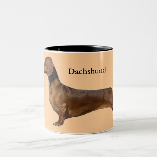 Niedlicher brauner Dackel Zweifarbige Tasse (Mittel)