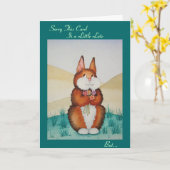 Niedlicher brauner Hase und verspätete Blume Karte (Gelbe Blume)