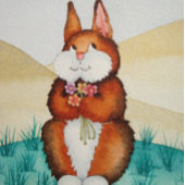 Niedlicher brauner Hasen und Blume Spaß verspätete Karte