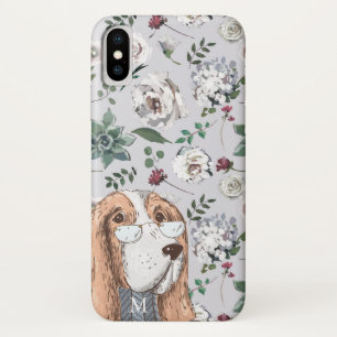 Niedlicher brauner Hipster Hund mit Blume und Mono Case-Mate iPhone Hülle