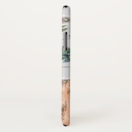 Niedlicher brauner Hipster Hund mit Blume und Mono Case-Mate iPhone Hülle (Hinten/Rechts)