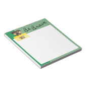 Niedlicher brauner Hund sein tapferes Kunstwerk mi Notizblock (angewinkelt)