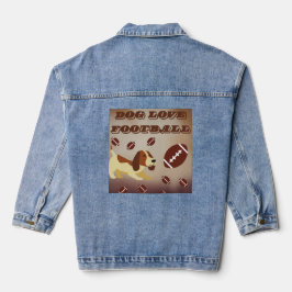 Niedlicher brauner Hundefußball als Frauenspiel Jeansjacke