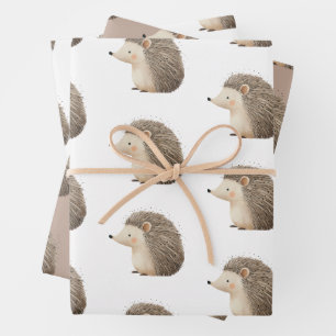 Niedlicher brauner Igel Geschenkpapier Set
