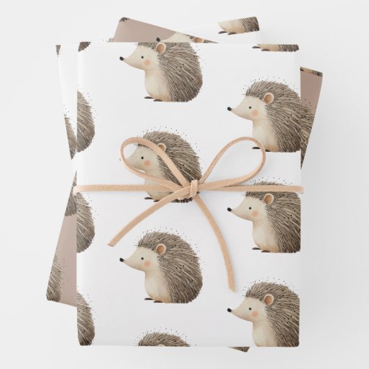 Niedlicher brauner Igel Geschenkpapier Set (Beispiel)
