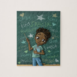 Niedlicher brauner Junge und positive Worte Puzzle