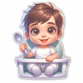 Niedlicher brauner Mit Augen Baby-Boy mit einem Lö Aufkleber (Vorderseite)