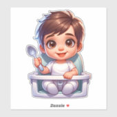 Niedlicher brauner Mit Augen Baby-Boy mit einem Lö Aufkleber (Blatt)