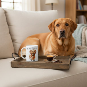 Niedlicher brauner Morgenkaffee mit meinem Labrado Kaffeetasse