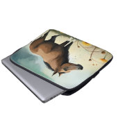 Niedlicher brauner Pony im Blumenfeld Laptopschutzhülle (Vorne Knopf)