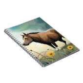 Niedlicher brauner Pony im Blumenfeld Notizblock (Rechte Seite)