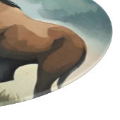 Niedlicher brauner Pony im Blumenfeld Schneidebrett (Ecke)