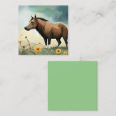 Niedlicher brauner Pony im Blumenfeld Treuekarte (Vorne/Hinten)