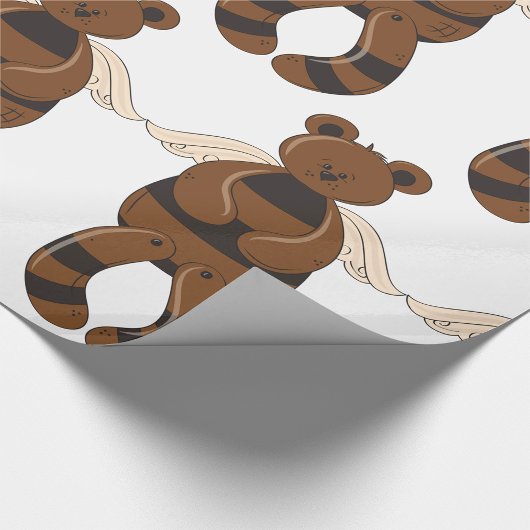 Niedlicher brauner Teddy-Bär mit Angel Wings Geschenkpapier