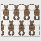 Niedlicher brauner Teddy-Bär mit Angel Wings Geschenkpapier (Flach)