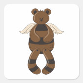 Niedlicher brauner Teddy-Bär mit Angel Wings Quadratischer Aufkleber (Vorderseite)