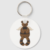 Niedlicher brauner Teddy-Bär mit Angel Wings Schlüsselanhänger (Vorderseite)