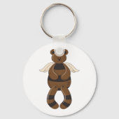 Niedlicher brauner Teddy-Bär mit Angel Wings Schlüsselanhänger (Rückseite)