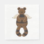 Niedlicher brauner Teddy-Bär mit Angel Wings Serviette (Vorderseite)