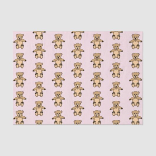 Niedlicher brauner Teddybär für Kinder Rosa Seidenpapier (Vorderseite)