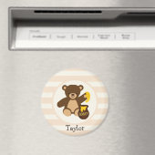 Niedlicher brauner Teddybär mit gelbem Honig Magnet (In Situ (Geschirrspüler))