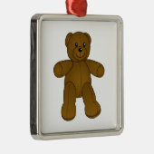 Niedlicher brauner Teddybär Silbernes Ornament (Rechts)