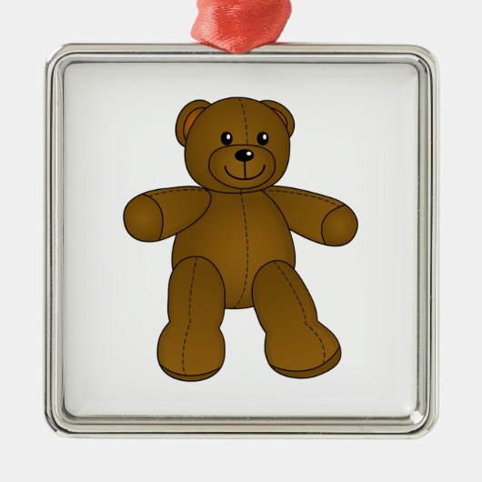 Niedlicher brauner Teddybär Silbernes Ornament (Vorne)