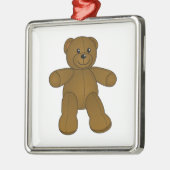 Niedlicher brauner Teddybär Silbernes Ornament (Links)