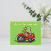 Niedlicher, brauner Traktor-Cartoon Postkarte (Stehend Vorderseite)