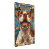 Niedlicher brauner und weißer Hund und Blume Mini Klemmbrett (Schrägansicht)