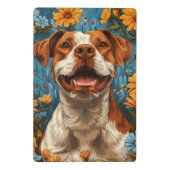 Niedlicher brauner und weißer Hund und Blume Mini Klemmbrett (Rückseite)