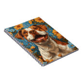 Niedlicher brauner und weißer Hund und Blume Notizblock (Rechte Seite)