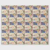 niedlicher, brauner Welpe-Santa-Schlitten in Schne Geschenkpapier (Flach)