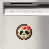 Niedlicher brauner Zuckerschädel Magnet (In Situ (Geschirrspüler))