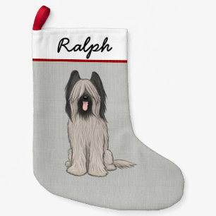 Niedlicher Briard Cartoon-Hundepersonalisierten Kleiner Weihnachtsstrumpf