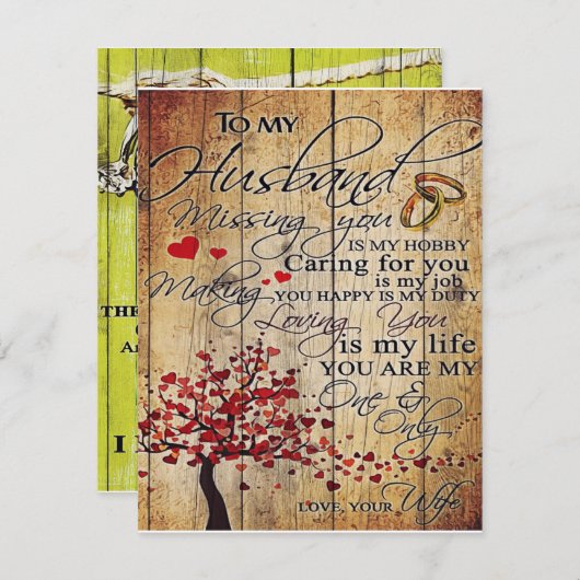 Niedlicher Brief an Ehemann | Liebliches Geschenk  Einladung (Vorne/Hinten)