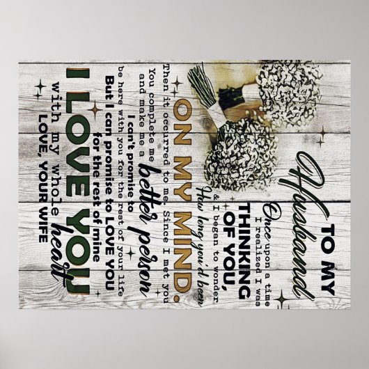 Niedlicher Brief an Ehemann | Liebliches Geschenk Poster (Vorne)