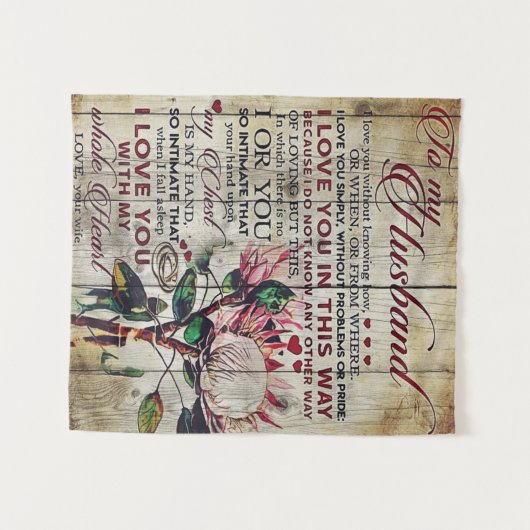 Niedlicher Brief an Ehemann | Liebliches Geschenk Wandteppich (Vorderseite (Horizontal))