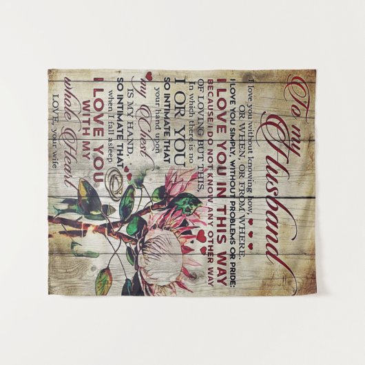 Niedlicher Brief an Ehemann | Liebliches Geschenk  Wandteppich (Vorderseite (Horizontal))